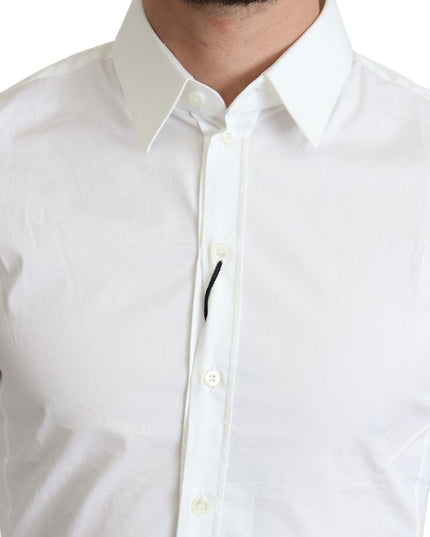Dolce & Gabbana White Cotton Stretch Men Formal SICILIA Shirt