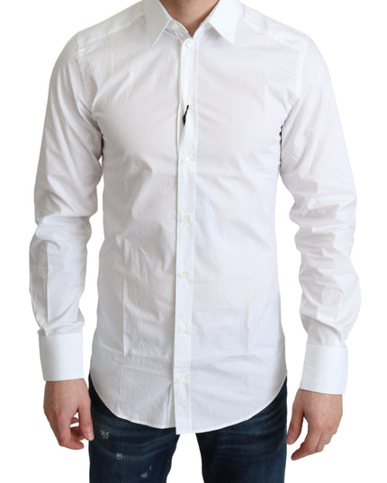 Dolce & Gabbana White Pure Cotton Men Dress Formal Shirt