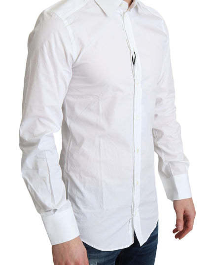 Dolce & Gabbana White Pure Cotton Men Dress Formal Shirt