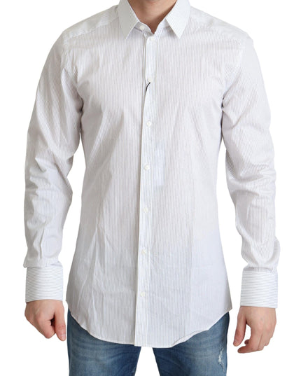 Dolce & Gabbana White Stripes Cotton Formal Dress Shirt