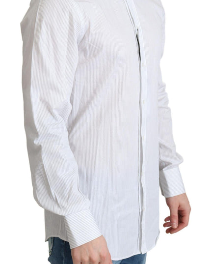 Dolce & Gabbana White Stripes Cotton Formal Dress Shirt