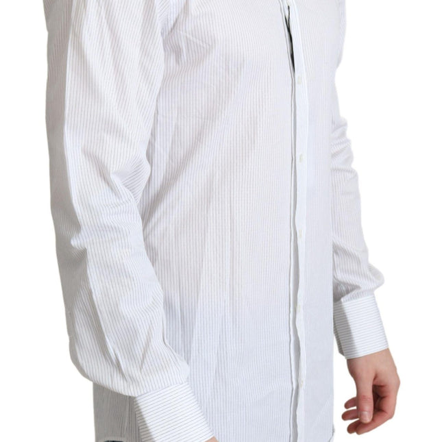 Dolce & Gabbana White Stripes Cotton Formal Dress Shirt