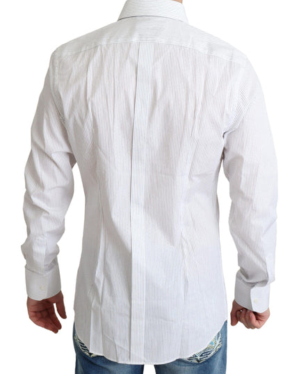 Dolce & Gabbana White Stripes Cotton Formal Dress Shirt