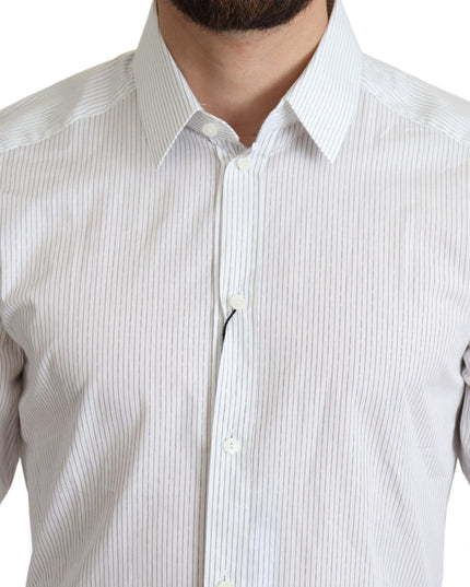 Dolce & Gabbana White Stripes Cotton Formal Dress Shirt