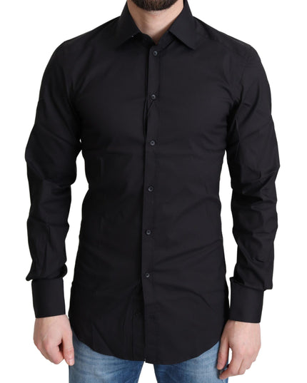 Dolce & Gabbana Black Cotton Blend Formal Dress Shirt