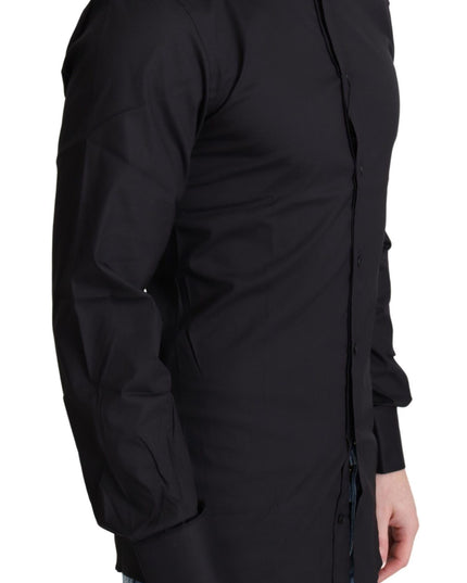 Dolce & Gabbana Black Cotton Blend Formal Dress Shirt