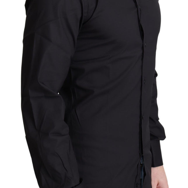 Dolce & Gabbana Black Cotton Blend Formal Dress Shirt