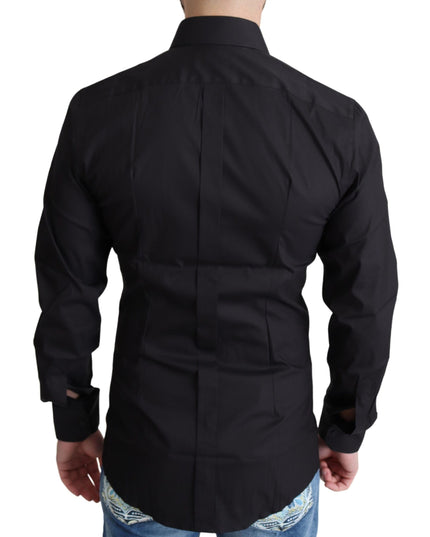Dolce & Gabbana Black Cotton Blend Formal Dress Shirt