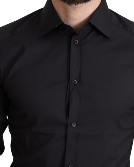 Dolce & Gabbana Black Cotton Blend Formal Dress Shirt