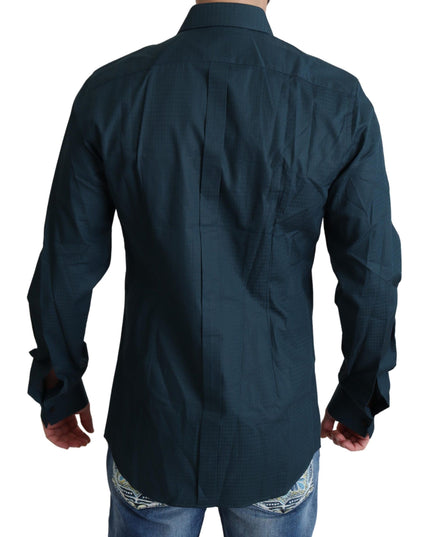 Dolce & Gabbana Blue Placket Cotton Dress Formal Shirt