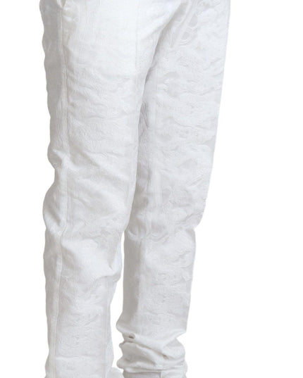 Dolce & Gabbana White Brocade Jaquard Dress Trouser Pants