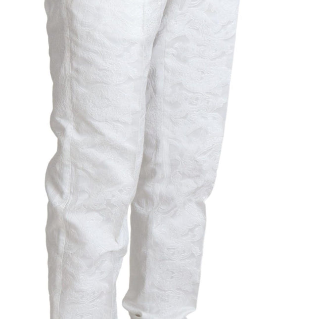 Dolce & Gabbana White Brocade Jaquard Dress Trouser Pants