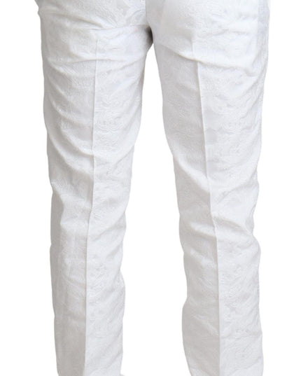 Dolce & Gabbana White Brocade Jaquard Dress Trouser Pants