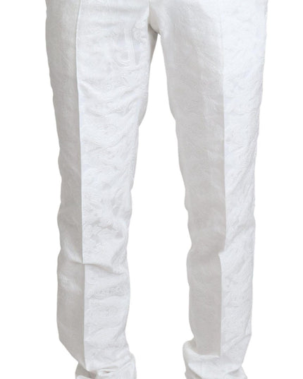 Dolce & Gabbana White Brocade Jaquard Dress Trouser Pants