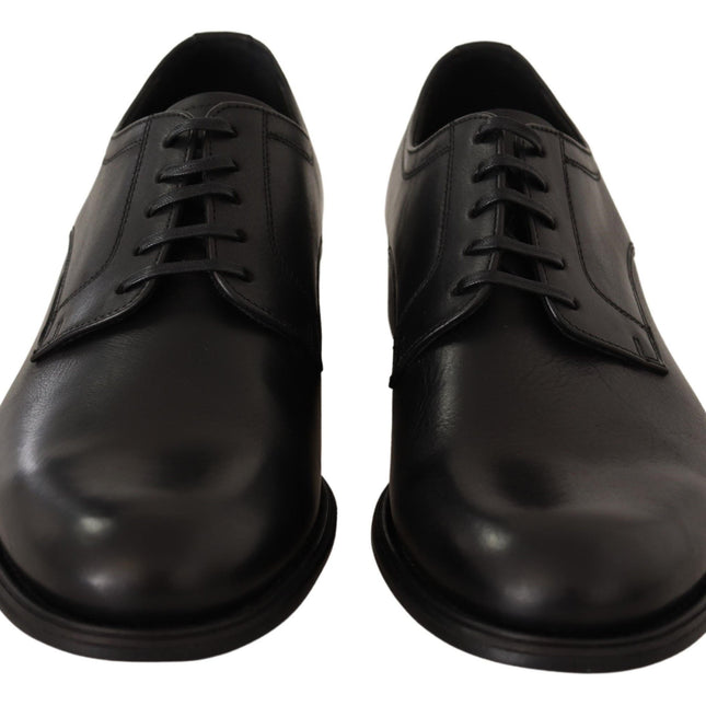 Dolce & Gabbana Black Leather Lace Up Mens Formal Derby Shoes