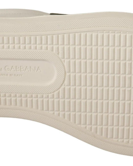Dolce & Gabbana White Suede Leather Mens Low Tops Sneakers