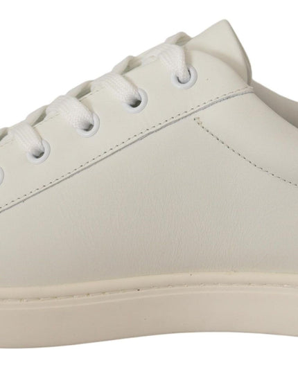Dolce & Gabbana White Suede Leather Mens Low Tops Sneakers