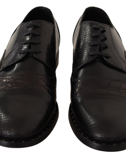 Dolce & Gabbana Black Leather Exotic Skins Formal Shoes