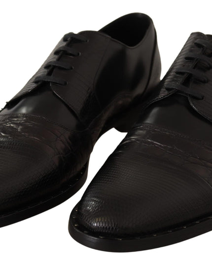 Dolce & Gabbana Black Leather Exotic Skins Formal Shoes