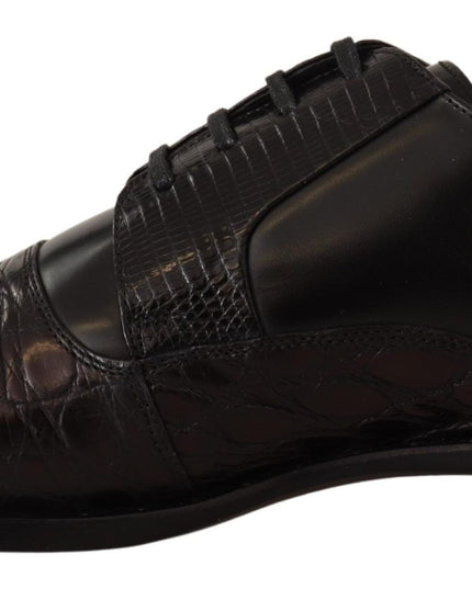 Dolce & Gabbana Black Leather Exotic Skins Formal Shoes