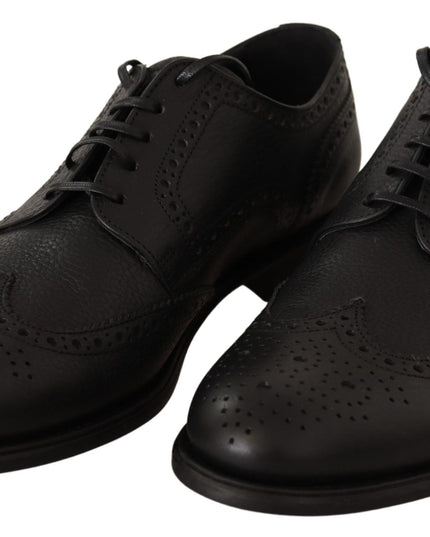 Dolce & Gabbana Black Leather Oxford Wingtip Formal Dress Shoes