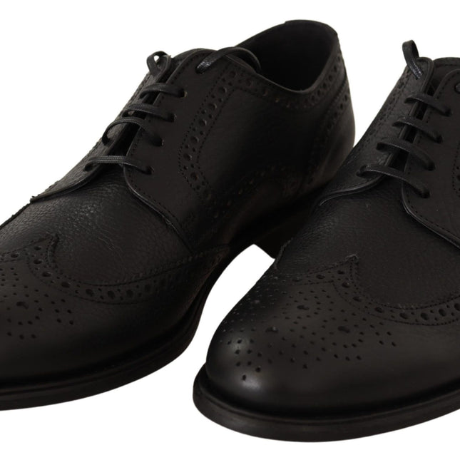 Dolce & Gabbana Black Leather Oxford Wingtip Formal Dress Shoes