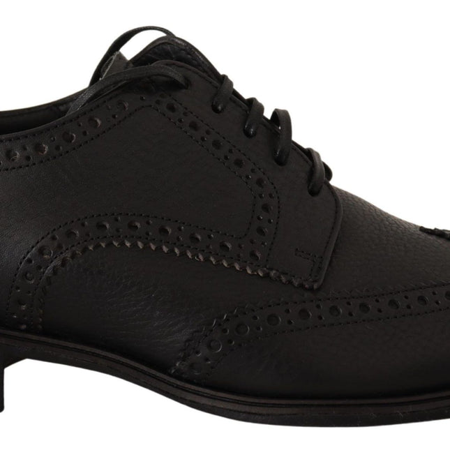 Dolce & Gabbana Black Leather Oxford Wingtip Formal Dress Shoes
