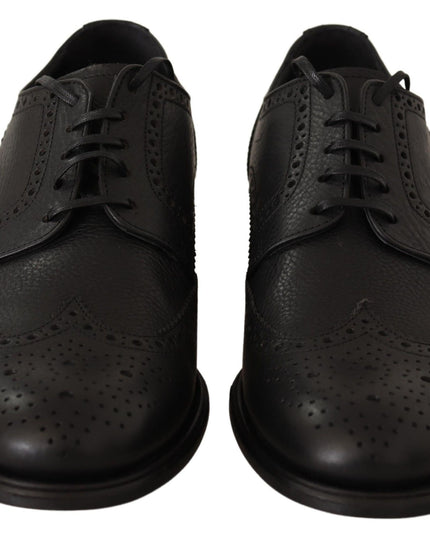 Dolce & Gabbana Black Leather Oxford Wingtip Formal Dress Shoes