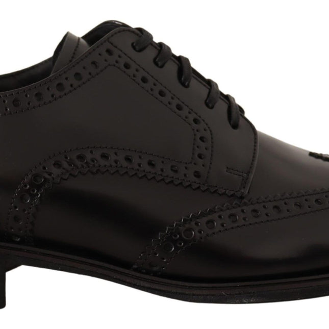 Dolce & Gabbana Black Leather Oxford Wingtip Formal Shoes
