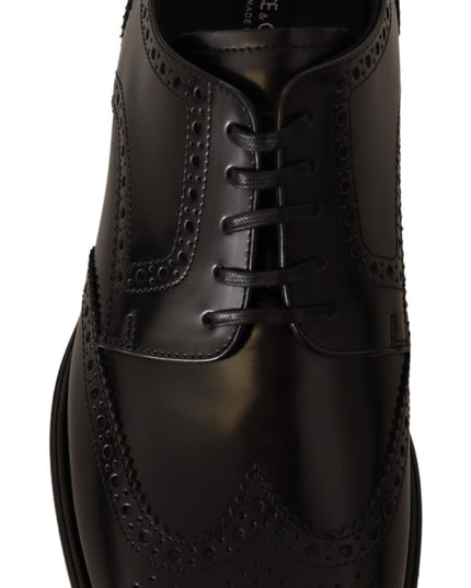 Dolce & Gabbana Black Leather Oxford Wingtip Formal Shoes