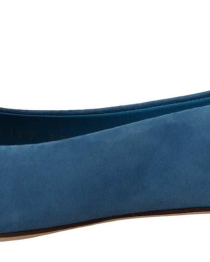 Dolce & Gabbana Blue Suede Crystals Loafers Flats Shoes