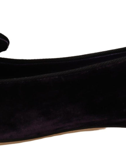 Dolce & Gabbana Purple Velvet DG Heart Loafers Flats Shoes