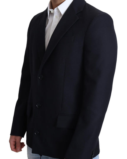 Dolce & Gabbana Dark Blue Wool Single Breasted Coat Jacket