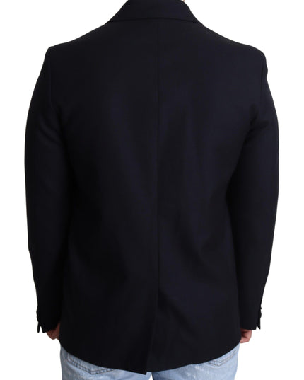 Dolce & Gabbana Dark Blue Wool Single Breasted Coat Jacket