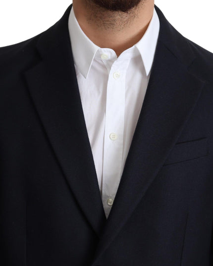 Dolce & Gabbana Dark Blue Wool Single Breasted Coat Jacket