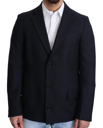 Dolce & Gabbana Dark Blue Wool Single Breasted Coat Jacket