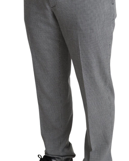 BENCIVENGA Gray Wool Checkered Dress Men Formal Trouser Pants