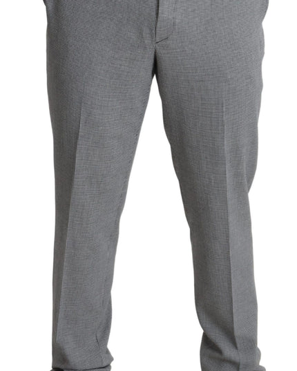 BENCIVENGA Gray Wool Checkered Dress Men Formal Trouser Pants