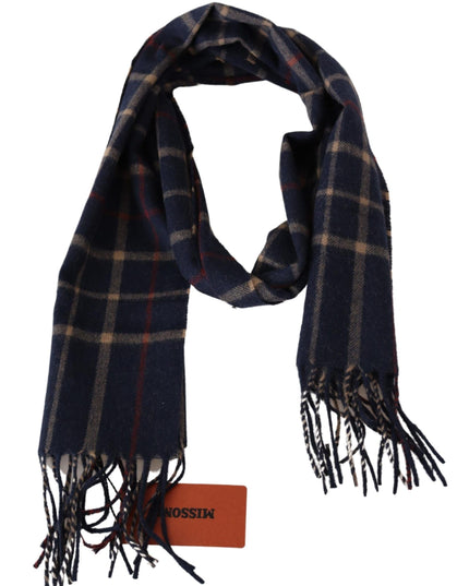 Missoni Black Checkered Unisex Neck Wrap Fringes Scarf