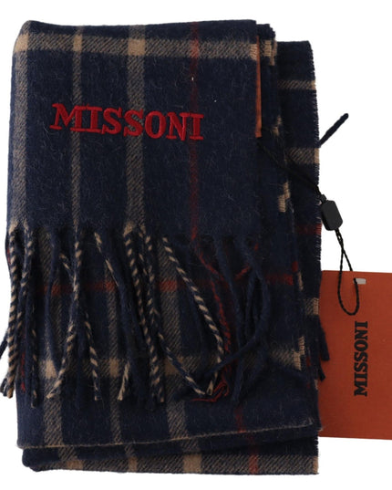 Missoni Black Checkered Unisex Neck Wrap Fringes Scarf