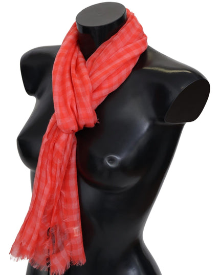 Missoni Orange Check Cashmere Unisex Wrap Fringes Scarf