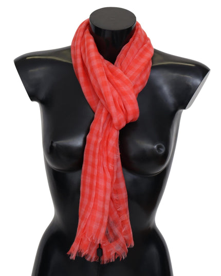 Missoni Orange Check Cashmere Unisex Wrap Fringes Scarf