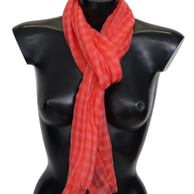 Missoni Orange Check Cashmere Unisex Wrap Fringes Scarf