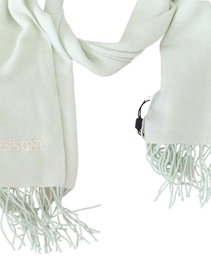 Missoni Light Green Pattern Cashmere Unisex Wrap Fringes Scarf