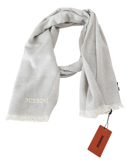 Missoni Gray Wool Knit Unisex Neck Wrap Scarf