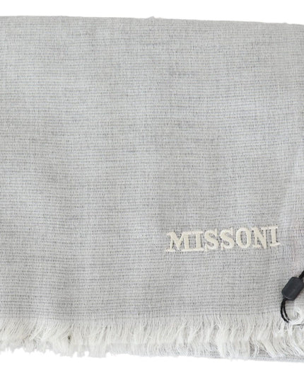 Missoni Gray Wool Knit Unisex Neck Wrap Scarf