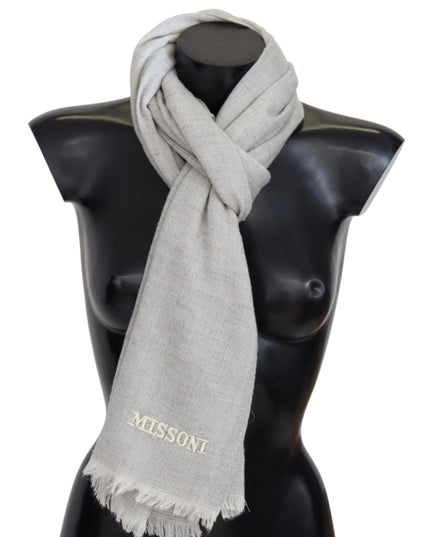 Missoni Gray Wool Knit Unisex Neck Wrap Scarf