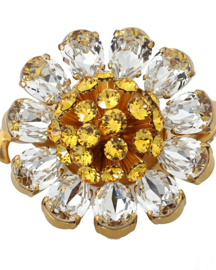 Dolce & Gabbana Gold Brass Yellow Crystal Flower Ring