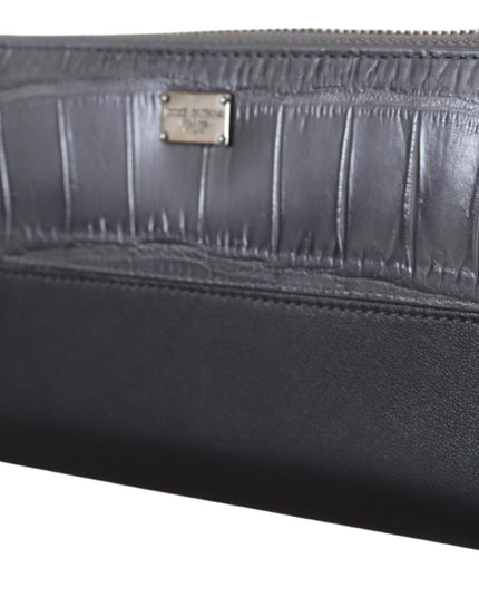 Dolce & Gabbana Black Zip Around Continental Clutch Leather Wallet