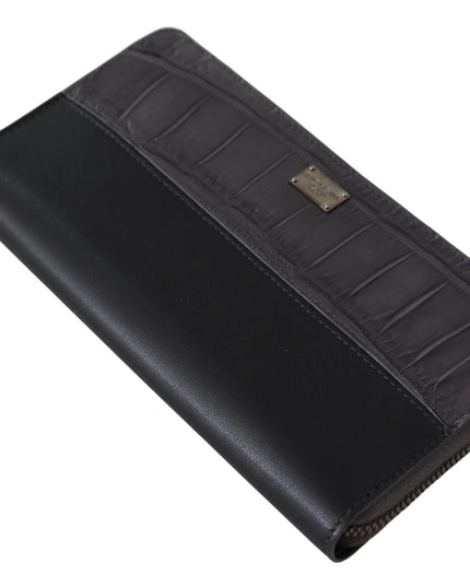 Dolce & Gabbana Black Zip Around Continental Clutch Leather Wallet